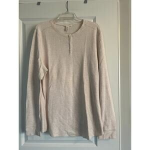 GUC 21 Men Long Sleeve Thermal Shirt Tan Fall Winter Spring Size XXL